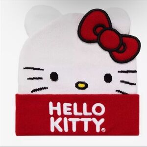 Hello Kitty Sanrio Figural Beanie Hat NWT Hot Topic New Red Bow Face